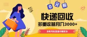快递回收多重收益玩法,多账号批量操作,新手小白也能搬砖月入3000+!-优优云创网