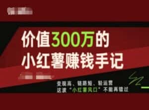 价值300万的小红书赚钱手记,变现高、链路短、轻运营,这波“小红薯风口”不能再错过-优优云创网