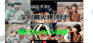 (11546期)全网爆火的AI让老照片动起来教程,蹭热点日赚3000+,内含免费工具一键…-优优云创网