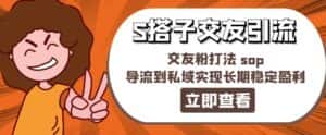 某收费888-S搭子交友引流,交友粉打法 sop,导流到私域实现长期稳定盈利-优优云创网