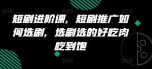 短剧进阶课，短剧推广如何选剧，选剧选的好吃肉吃到饱-优优云创网