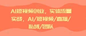 AI短视频创业,实体流量实战,AI/短视频/直播/私域/团队-优优云创网