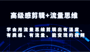 高级感剪辑+流量思维 学会用流量思维剪辑出有温度、有质感、有流量、能变现的视频-优优云创网