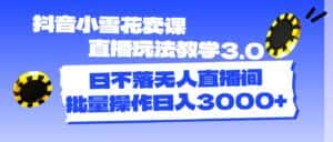 （11595期）抖音小雪花卖课直播玩法教学3.0，日不落无人直播间，批量操作日入3000+-优优云创网