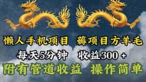 （11600期）懒人手机项目，每天5分钟，每天收益300+，多种方式可扩大收益！-优优云创网