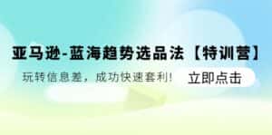 亚马逊蓝海趋势选品法【特训营】：玩转信息差，成功快速套利-优优云创网