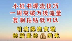 小红书爆流技巧，一周突破万级流量，复制粘贴就可以，引流爆流变现-优优云创网