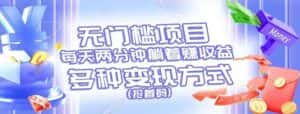 无门槛项目，每天花两分钟躺着收益，多种收益方式（抢首码）-优优云创网