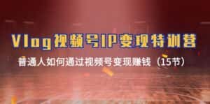 (11654期)Vlog 视频号IP变现特训营,普通人如何通过视频号变现赚钱(15节)-优优云创网