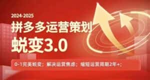 2024-2025拼多多运营策略蜕变3.0，0~1完美蜕变，解决信息焦虑-优优云创网