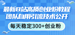 (11661期)最新B站高质创业粉教程,团队自用引流技术公开,每天稳定300+创业粉-优优云创网