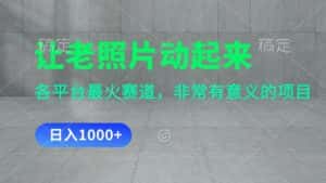 （11671期）让老照片动起来，一天变现1000+，各平台最火赛道，看完就会-优优云创网