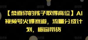 【恭喜你的孩子取得高位】AI视频号火爆赛道,流量分成计划,橱窗带货-优优云创网