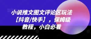小说推文图文评论区玩法【抖音/快手】，保姆级教程，小白必看-优优云创网