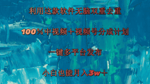 （11710期）利用这款软件无脑双重去重 100％中视频＋视频号分成计划 小白也能月入3w＋-优优云创网