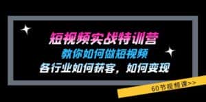 短视频实战特训营:教你如何做短视频,各行业如何获客,如何变现 (60节)-优优云创网