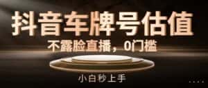 抖音车牌号估值,不露脸直播,0门槛,小白秒上手-优优云创网