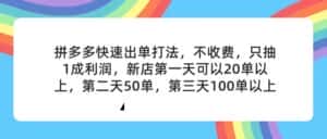 (11738期)拼多多2天起店,只合作不卖课不收费,上架产品无偿对接,只需要你回…-优优云创网