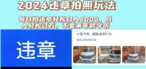 (11743期)2024违章拍照新玩法,推广躺赚+拍照赚钱双模式,日入1000+-优优云创网