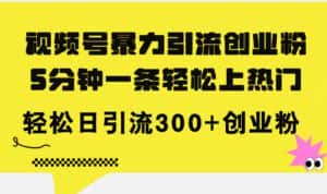 (11754期)视频号暴力引流创业粉,5分钟一条轻松上热门,轻松日引流300+创业粉-优优云创网