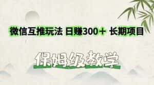 微信互推玩法 日赚300＋长期项目 保姆级教学-优优云创网
