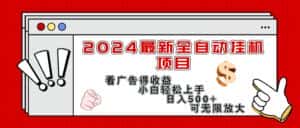 (11772期)2024最新全自动挂机项目,看广告得收益小白轻松上手,日入300+ 可无限放大-优优云创网