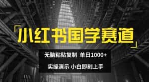 小红书国学赛道,无脑粘贴复制,单日1K,实操演示,小白即刻上手-优优云创网