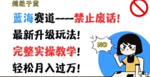 超级干货,蓝海赛道-禁止废话,最新升级玩法,完整实操教学,轻松月入过万-优优云创网