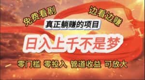 （11866期）免费看剧，边看边赚，日入上千不是梦，一个真正的躺赚项目-优优云创网