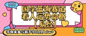 国学蓝海赋能赛道,零基础学习,手把手教学独一份新手小白月入1W+-优优云创网
