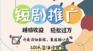 （11879期）拥有睡眠收益的短剧推广大风口项目，十分钟学会，多赛道选择，月入五位数-优优云创网