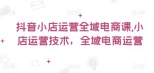 抖音小店运营全域电商课，​小店运营技术，全域电商运营-优优云创网