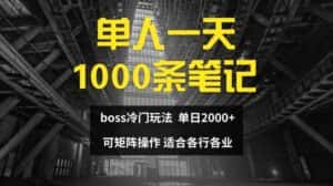 单人一天1000条笔记，日入2000+，BOSS直聘的正确玩法-优优云创网