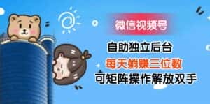 (11910期)微信视频号自助独立后台每天躺赚三位数可矩阵操作解放双手-优优云创网