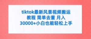 tiktok最新风景视频搬运教程 简单去重 月入3W+小白也能轻松上手-优优云创网
