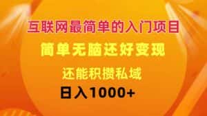 （11922期）互联网最简单的入门项目：简单无脑变现还能积攒私域一天轻松1000+-优优云创网