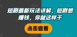 短剧最新玩法讲解，短剧想赚钱，你就这样干-优优云创网