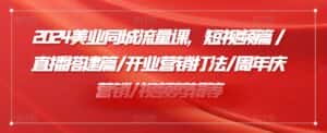 2024美业同城流量课,短视频篇 /直播搭建篇/开业营销打法/周年庆营销/视频剪辑等-优优云创网