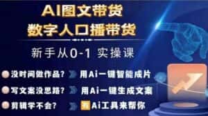 Ai图文带货+数字人口播带货,从0~1实操体系课-优优云创网