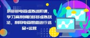 拼多多电商虚拟进阶课，学习高利润的多多虚拟玩法，利用电商思维进行选品+运营-优优云创网