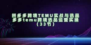 （11934期）拼多多跨境TEMU实战与选品，多多temu跨境选品运营实操（33节）-优优云创网