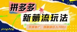 拼多多最新薅流玩法,无需开车推广,纯靠自然流吃饭-单纯赚50+利润,日入700+-优优云创网