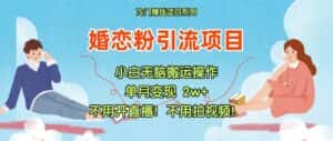 小红书婚恋粉引流,不用开直播!不用拍视频!不用做交付-优优云创网