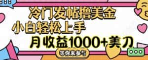 冷门发帖撸美金项目,月收益1000+美金,简单无脑,干就完了-优优云创网