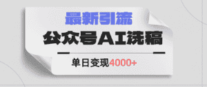 (12022期)公众号ai洗稿,最新引流创业粉,单日引流200+,日变现4000+-优优云创网