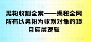 男粉收割全案——揭秘全网所有以男粉为收割对象的项目底层逻辑-优优云创网