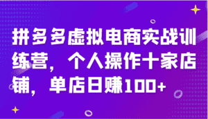 拼多多虚拟电商实战训练营,个人操作十家店铺,单店日赚100+-优优云创网