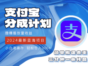 (12058期)2024蓝海项目,支付宝分成计划项目,教你刷爆播放量收益,三分钟一条作…-优优云创网