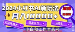 （12083期）2024最新小红薯AI赛道，蓝海项目，月入10000+，0成本，当事业来做，可矩阵-优优云创网