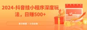 2024全网首次披露,抖音挂小程序深度玩法,日赚500+,简单、稳定,带渠道收入,小白必做-优优云创网